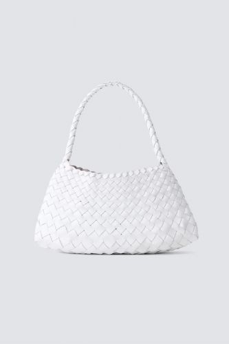 Sac baguette en cuir tressé blanc DRAGON DIFFUSION | Marine