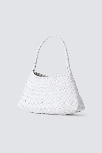 Sac baguette en cuir tressé blanc DRAGON DIFFUSION | Marine