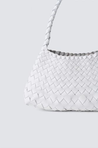 Sac baguette en cuir tressé blanc DRAGON DIFFUSION | Marine