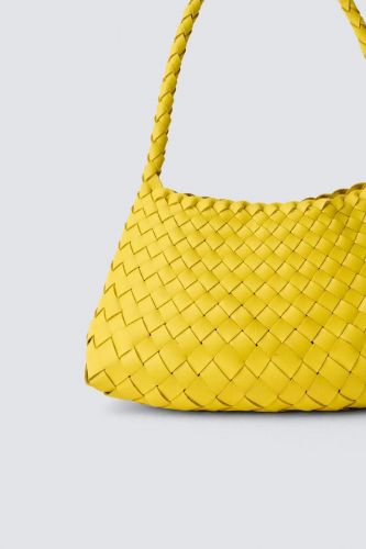 Sac baguette en cuir tressé jaune DRAGON DIFFUSION | Marine