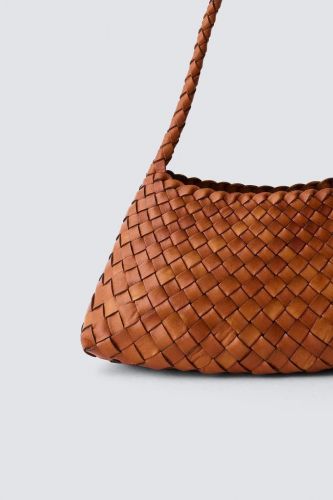 Sac baguette en cuir tressé naturel DRAGON DIFFUSION | Marine