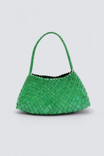 Sac baguette en cuir tressé vert DRAGON DIFFUSION | Marine