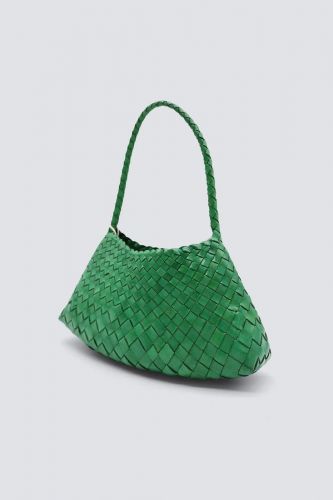 Sac baguette en cuir tressé vert DRAGON DIFFUSION | Marine