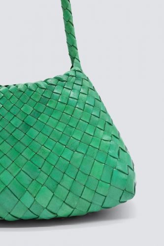 Sac baguette en cuir tressé vert DRAGON DIFFUSION | Marine