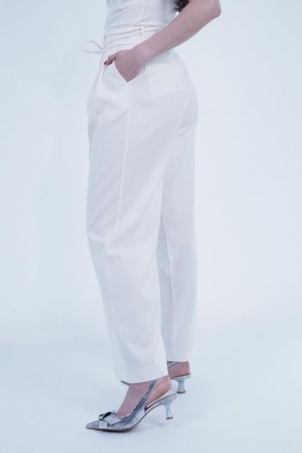 Eleh pantalon Blanc femmes (blanc avec très fin fil or et ceinture  - 0005 pants bianco/fil or) - Marine | Much more than shoes