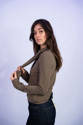 Blouse taupe à nouette ELEH | Marine