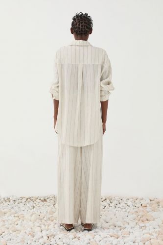 Eleh chemise Beige femmes (Chemise cappucino - 0271 lignée) - Marine | Much more than shoes