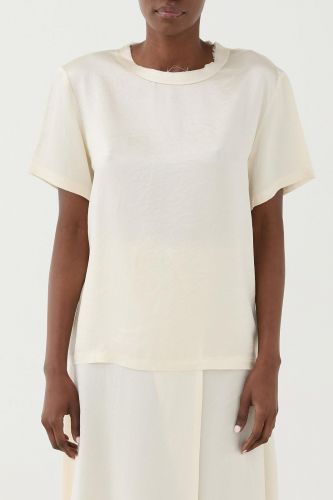 Eleh blouse Beige femmes (Chemise soyeuse panna - 0279) - Marine | Much more than shoes