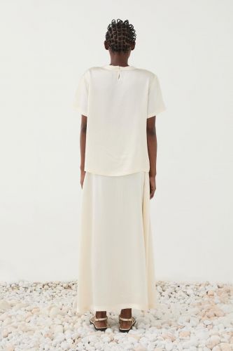 Eleh blouse Beige femmes (Chemise soyeuse panna - 0279) - Marine | Much more than shoes