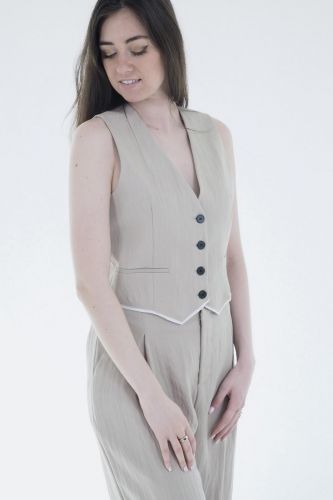 Eleh gilet Camel femmes (Gilet camel - 0072 cammello) - Marine | Much more than shoes