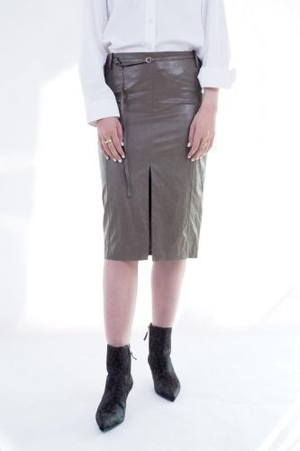 Jupe kaki avec ouverture sur le devant ELEH | Marine