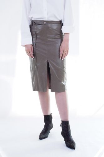 Jupe kaki avec ouverture sur le devant ELEH | Marine