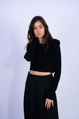 Top crop noir ELEH | Marine