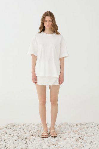 Eleh tee-Shirt Blanc femmes (Tshirt blanc noeud dos - 0217 ) - Marine | Much more than shoes