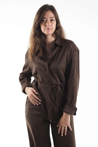 Veste brune lacets à la taille ELEH | MARINE Auvelais