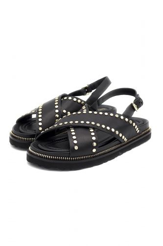 Elvio Zanon sandale Noir femmes (Sandales  brides croisées - 1004 noire clous ) - Marine | Much more than shoes