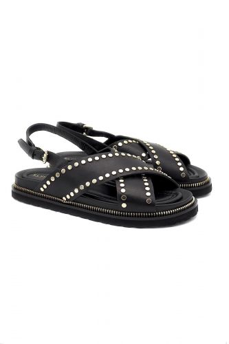 Elvio Zanon sandale Noir femmes (Sandales  brides croisées - 1004 noire clous ) - Marine | Much more than shoes