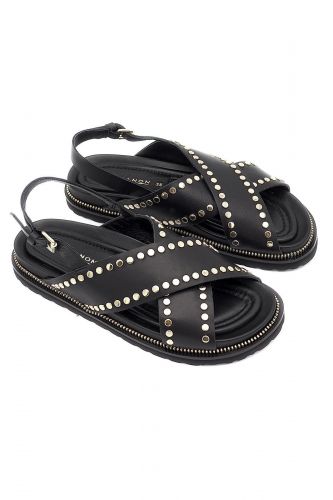 Elvio Zanon sandale Noir femmes (Sandales  brides croisées - 1004 noire clous ) - Marine | Much more than shoes