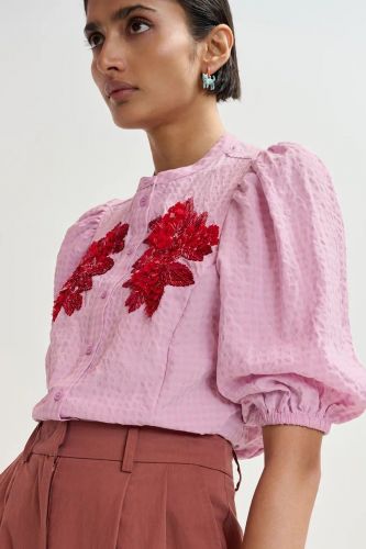 Chemise rose clair sequins rouges ESSENTIEL ANTWERP | Marine