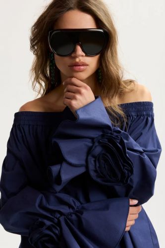 Essentiel Antwerp blouse Bleu femmes (Blouse off shoulder  - JOFIE bleu fleur manche) - Marine | Much more than shoes