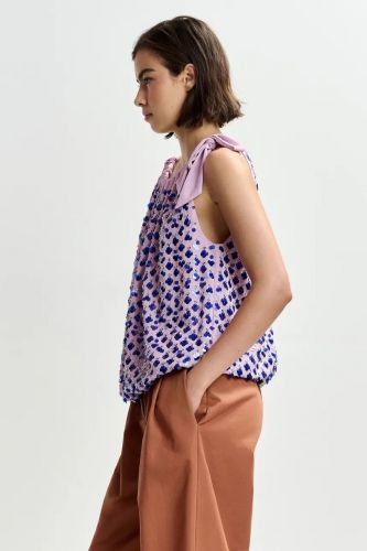 Essentiel Antwerp chemise Rose femmes (blouse rose sequins bleus noeud sur l'ép - JOCELYN rose sequins) - Marine | Much more than shoes