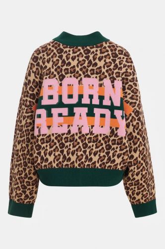 Bomber léopard en maille à empiècements color block ESSENTIEL ANTWERP | Marine