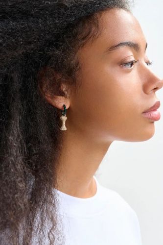 Anneaux vert foncé et dorés avec lapin et os ESSENTIEL ANTWERP | Marine 