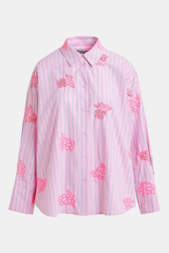 Chemise rose à broderies et fines rayures bleues ESSENTIEL ANTWERP | Marine