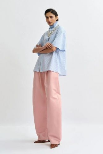 Essentiel Antwerp chemise Bleu/blanc femmes (chemise rayures + foulard strass - JASLEEN ) - Marine | Much more than shoes