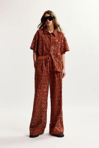 Chemise manches courtes rouille à sequins ESSENTIEL ANTWERP | Marine