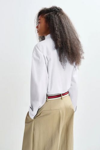 Chemise en coton blanc et bleu marine avec nœud papillon amovible ESSENTIEL ANTWERP | Marine