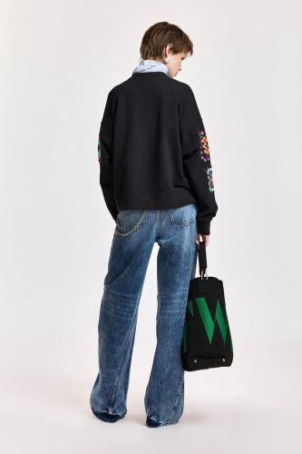 Jean barrel avec coutures torsadées et chaîne décorative ESSENTIEL ANTWERP | Marine
