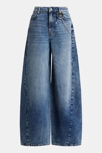 Jean barrel avec coutures torsadées et chaîne décorative ESSENTIEL ANTWERP | Marine