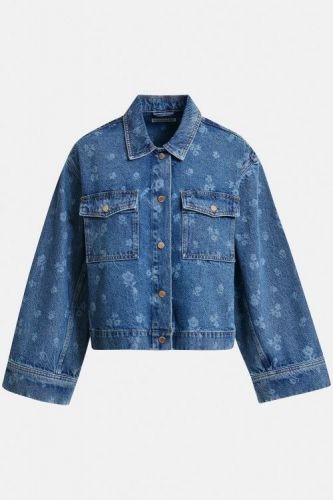Essentiel Antwerp veste Jeans femmes (denim print fleurs 100 % coton - JASS jacket) - Marine | Much more than shoes