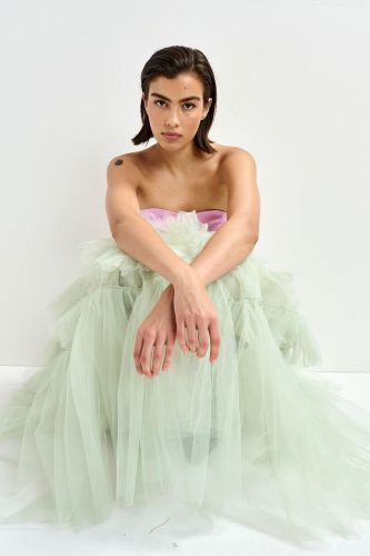 Essentiel Antwerp jupe Vert femmes (jupe 3/4 toute en tulle vert sauge - JACIE vert pâle tutu) - Marine | Much more than shoes