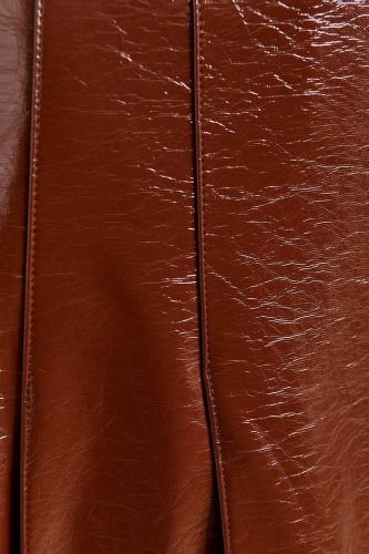 Essentiel Antwerp jupe Brun femmes (jupe eco-cuir vinyl brun chocolat - JIB midi skirt mousse chocolat) - Marine | Much more than shoes