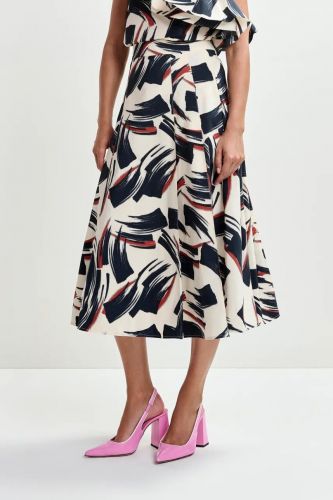 Jupe mi-longue trapèze noir et blanc ESSENTIEL ANTWERP | Marine