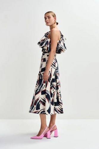 Jupe mi-longue trapèze noir et blanc ESSENTIEL ANTWERP | Marine