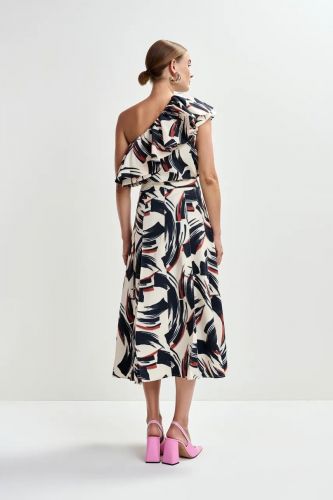 Jupe mi-longue trapèze noir et blanc ESSENTIEL ANTWERP | Marine