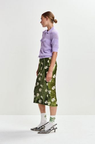 Essentiel Antwerp jupe Kaki femmes (jupe stretch sequins kaki  - JORINDA ) - Marine | Much more than shoes