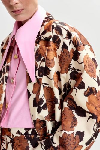 Essentiel Antwerp manteau Brun femmes (manteau floral oversize camel fleuri noi - JUNTA manteau) - Marine | Much more than shoes