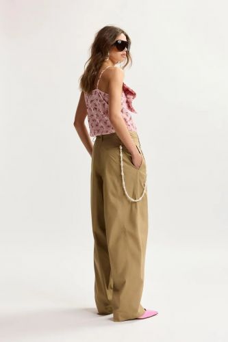 Essentiel Antwerp pantalon Beige femmes (Pantalon coton beige - JESUIS perles à la taille) - Marine | Much more than shoes