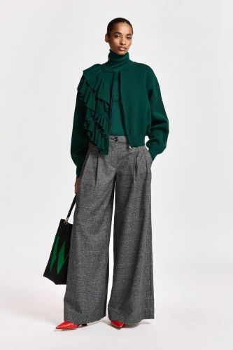 Pantalon gris prince de Galles à jambes larges ESSENTIEL ANTWERP | Marine