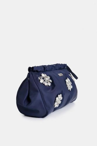 Pochette satinée bleu marine à fleurs en strass ESSENTIEL ANTWERP | Marine