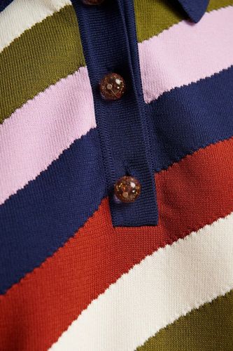 Essentiel Antwerp polo Kaki femmes (Polo rayures multi kaki boutons bijoux - JOLLOW polo rayures) - Marine | Much more than shoes