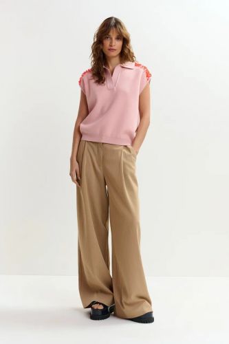 Polo rose avec sequins oranges et perles ESSENTIEL ANTWERP | Marine