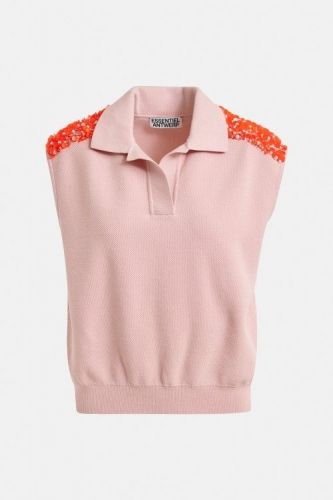 Polo rose avec sequins oranges et perles ESSENTIEL ANTWERP | Marine