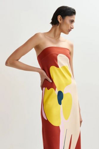 Robe bustier avec fleur maxi terracotta ESSENTIEL ANTWERP | Marine