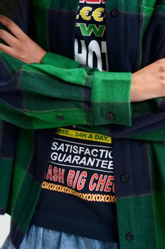 Chemise à carreaux en flanelle verte et bleu marine avec dos en dentelle ESSENTIEL ANTWERP | Marine