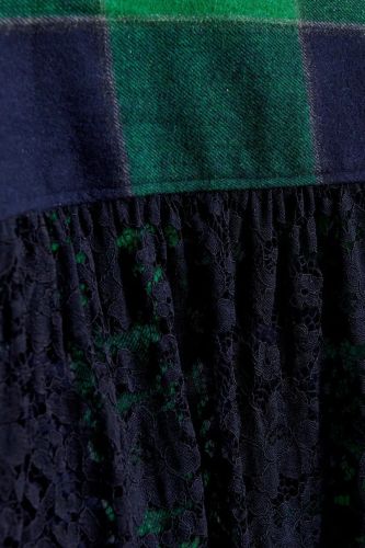 Chemise à carreaux en flanelle verte et bleu marine avec dos en dentelle ESSENTIEL ANTWERP | Marine